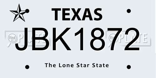 JBK1872 Texas License Plate