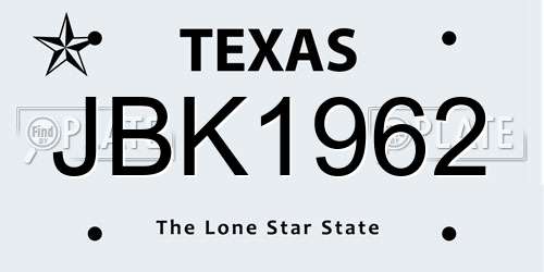 JBK1962 Texas License Plate
