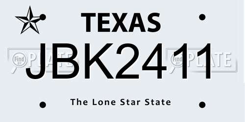 JBK2411 Texas License Plate