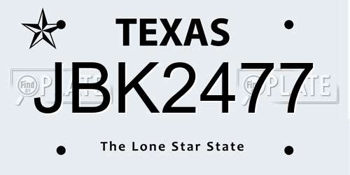 JBK2477 Texas License Plate