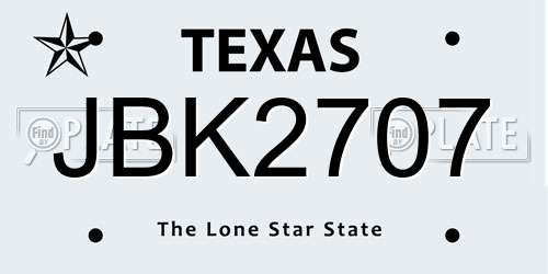 JBK2707 Texas License Plate