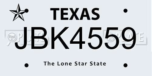JBK4559 Texas License Plate