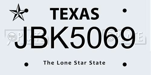 JBK5069 Texas License Plate