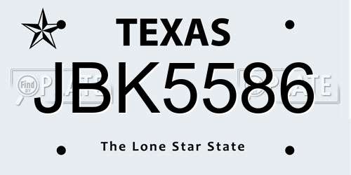 JBK5586 Texas License Plate