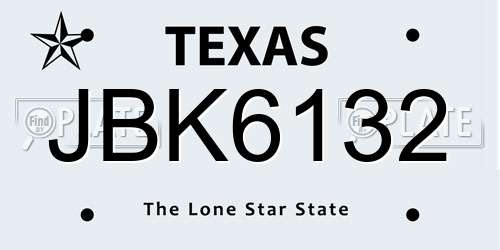 JBK6132 Texas License Plate