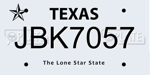 JBK7057 Texas License Plate