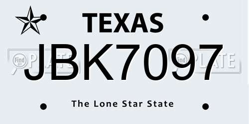 JBK7097 Texas License Plate