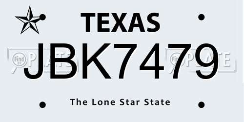 JBK7479 Texas License Plate