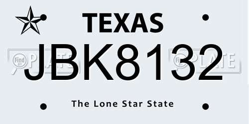 JBK8132 Texas License Plate