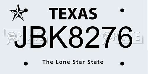 JBK8276 Texas License Plate