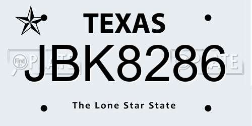 JBK8286 Texas License Plate
