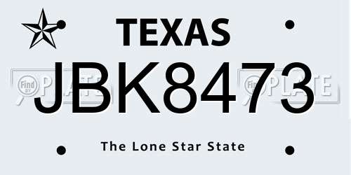 JBK8473 Texas License Plate