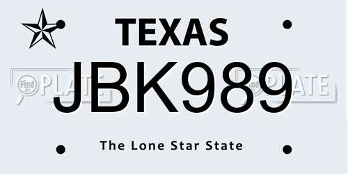 JBK989 Texas License Plate