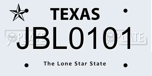 JBL0101 Texas License Plate