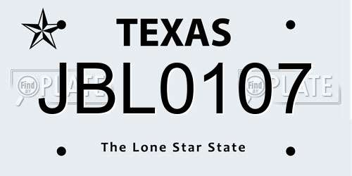 JBL0107 Texas License Plate