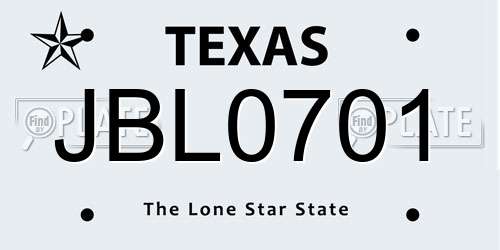 JBL0701 Texas License Plate
