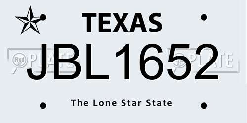 JBL1652 Texas License Plate