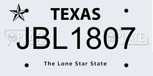 JBL1807 Texas License Plate