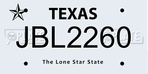 JBL2260 Texas License Plate