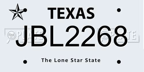 JBL2268 Texas License Plate