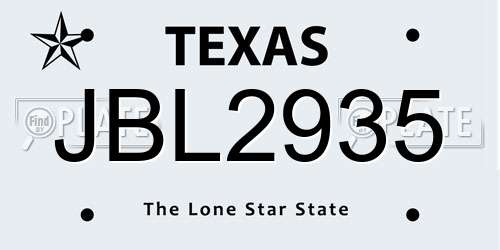JBL2935 Texas License Plate