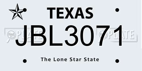 JBL3071 Texas License Plate