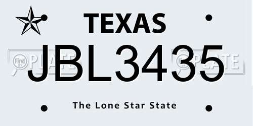 JBL3435 Texas License Plate