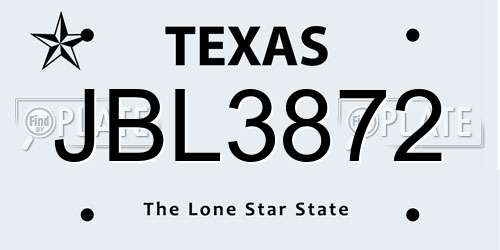 JBL3872 Texas License Plate