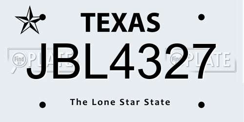 JBL4327 Texas License Plate