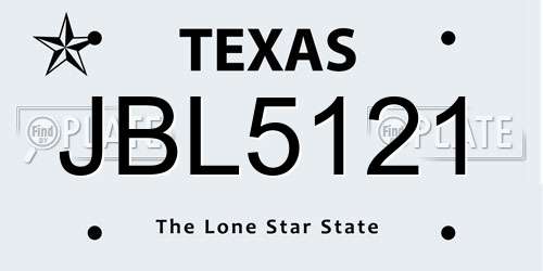 JBL5121 Texas License Plate