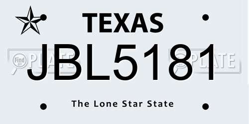 JBL5181 Texas License Plate