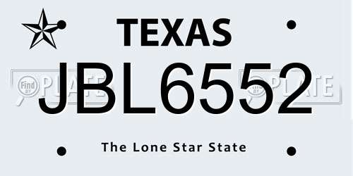 JBL6552 Texas License Plate