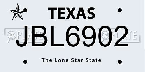 JBL6902 Texas License Plate