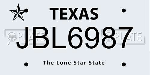 JBL6987 Texas License Plate
