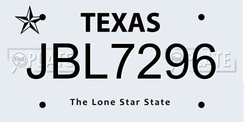 JBL7296 Texas License Plate