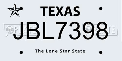 JBL7398 Texas License Plate