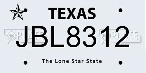 JBL8312 Texas License Plate