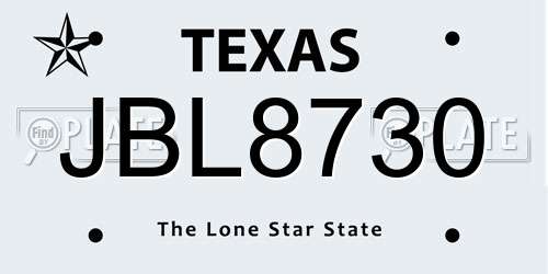 JBL8730 Texas License Plate