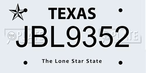 JBL9352 Texas License Plate
