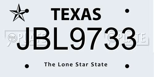 JBL9733 Texas License Plate