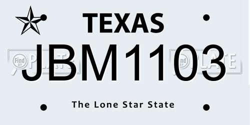 JBM1103 Texas License Plate
