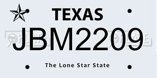 JBM2209 Texas License Plate
