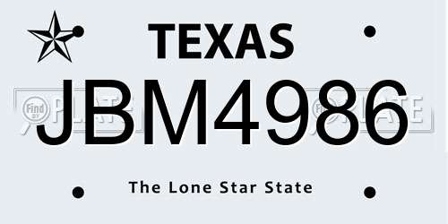 JBM4986 Texas License Plate