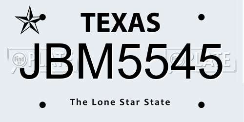 JBM5545 Texas License Plate