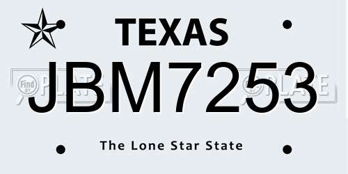 JBM7253 Texas License Plate