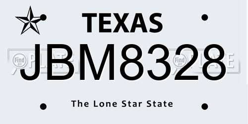 JBM8328 Texas License Plate