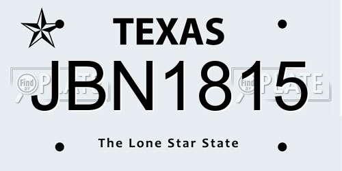 JBN1815 Texas License Plate