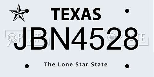 JBN4528 Texas License Plate