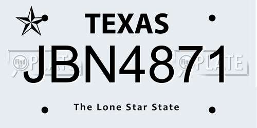 JBN4871 Texas License Plate