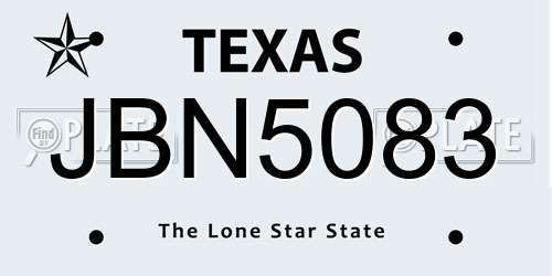 JBN5083 Texas License Plate